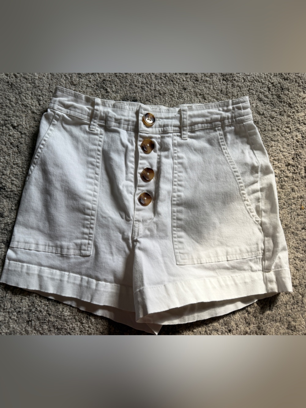 miami White High-Waist Button-Front Women's Shorts